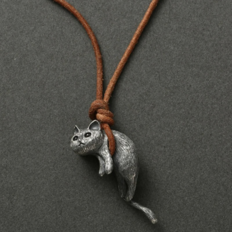 Enchanted Hanging Cat Pendant Necklace