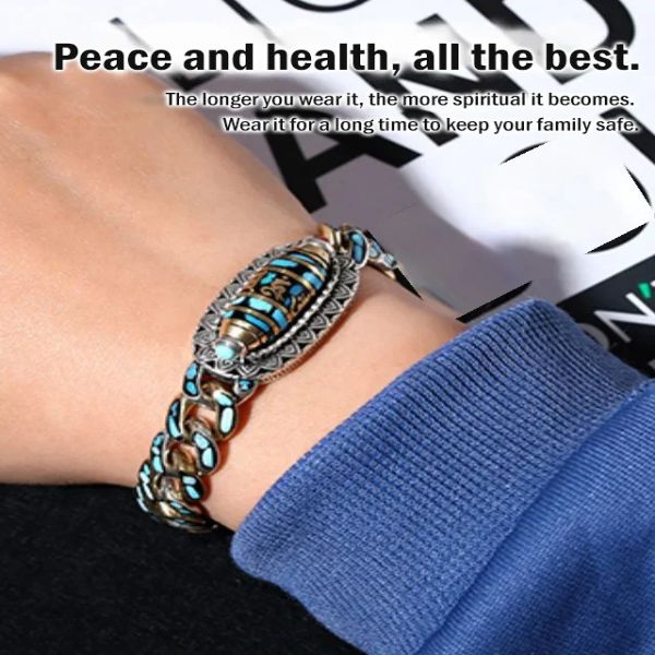 Turquoise Nine Eye Dzi Bead Bracelet