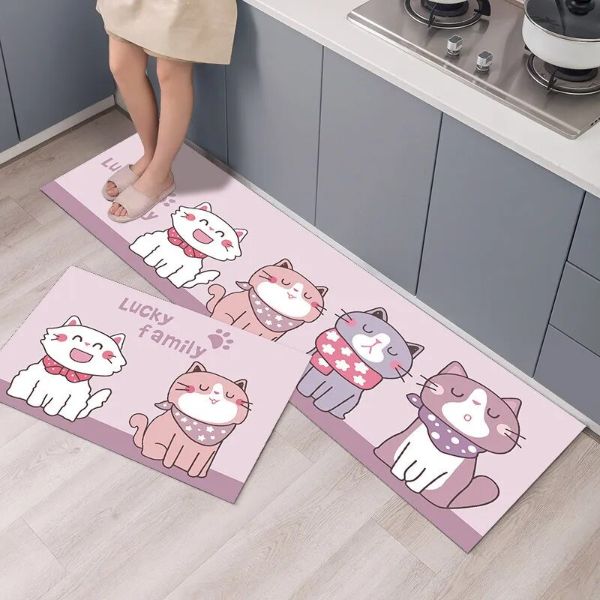 Cute Cartoon Cat Pattern Kitchen Living Room Carpet