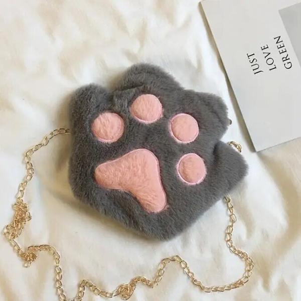 Cute Cat Paw Plush bag