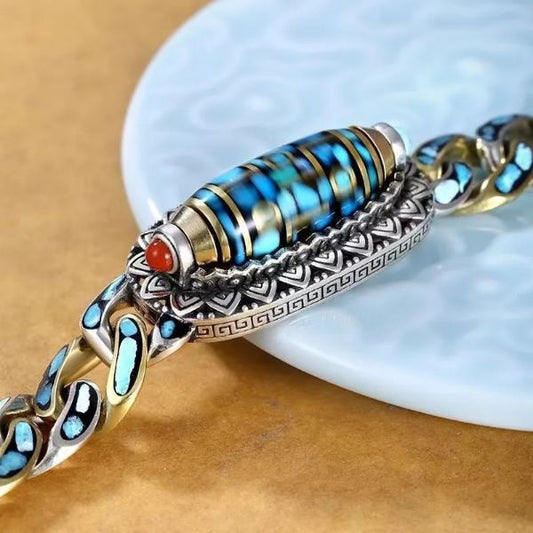 Turquoise Nine Eye Dzi Bead Bracelet