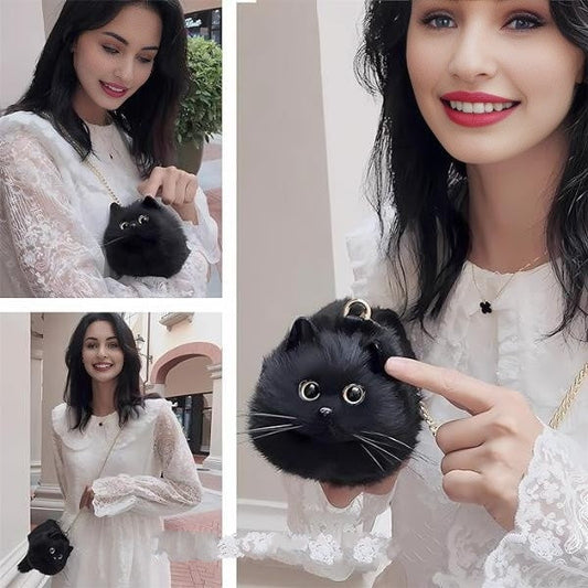 FREE SILVER MEMBER GIFT- LUXURIOUS PLUSH CAT KITTEN SHOULDER HAND BAG