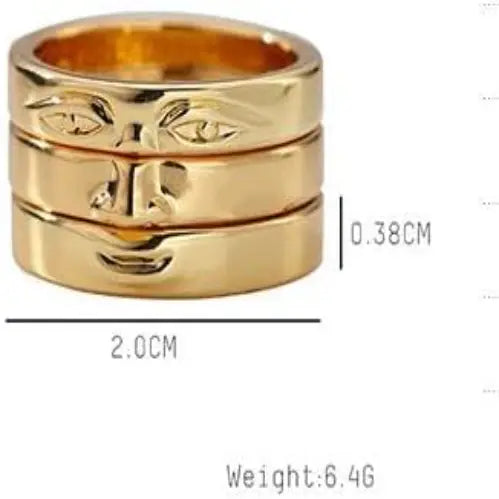 Dianty Women Crying Face Ring & Stackable Face Ring