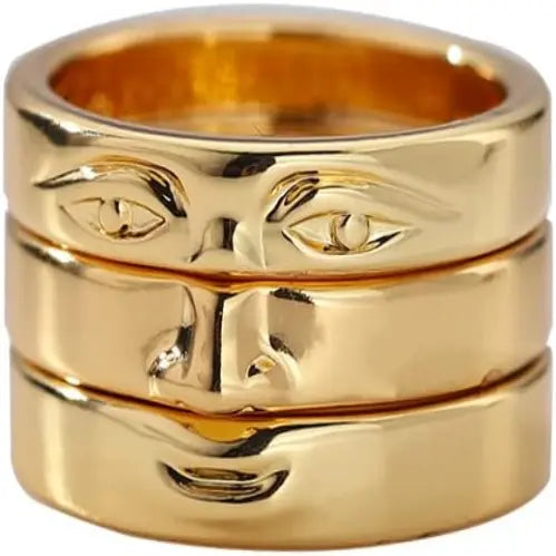 Dianty Women Crying Face Ring & Stackable Face Ring