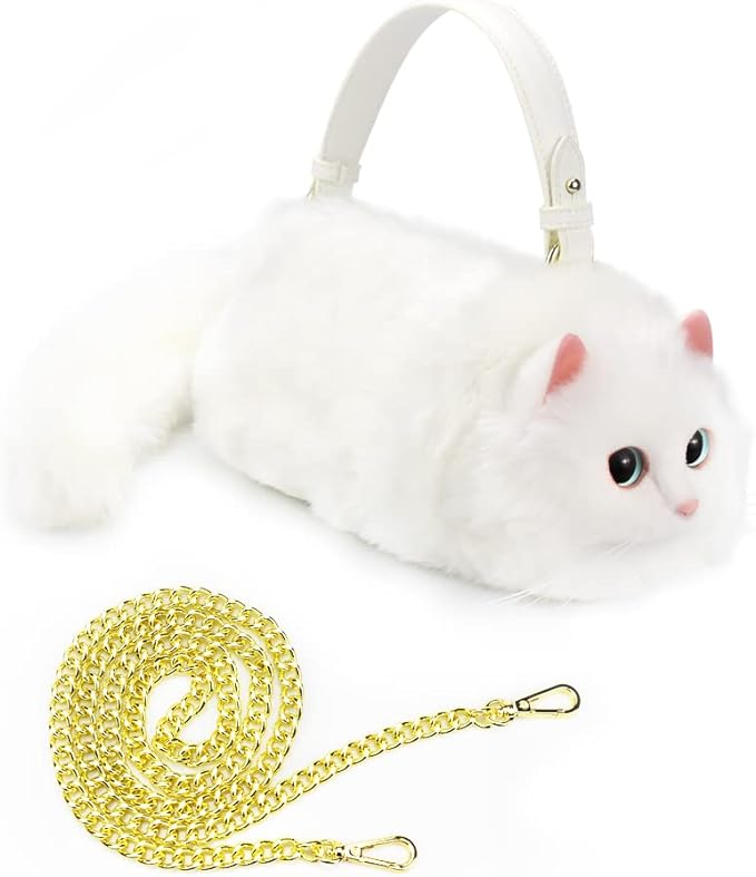 FREE SILVER MEMBER GIFT- LUXURIOUS PLUSH CAT KITTEN SHOULDER HAND BAG