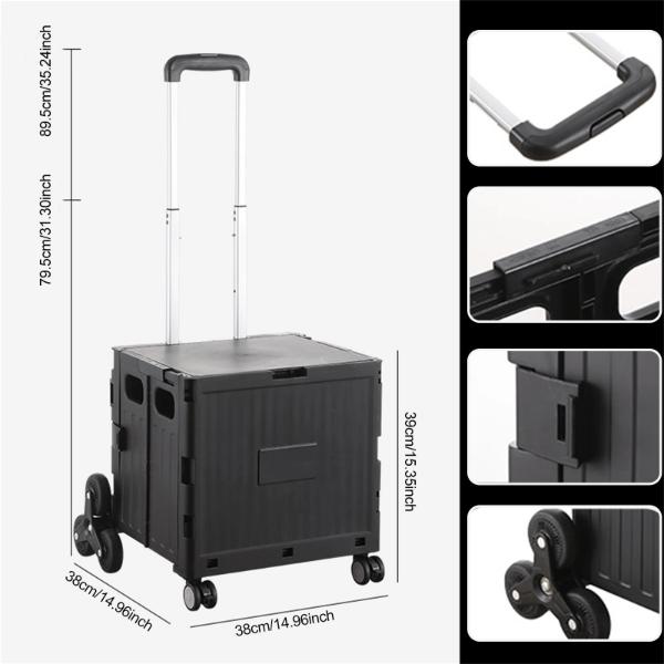 Folding Utility Cart Portable Rolling Crate Handcart Shopping Trolley