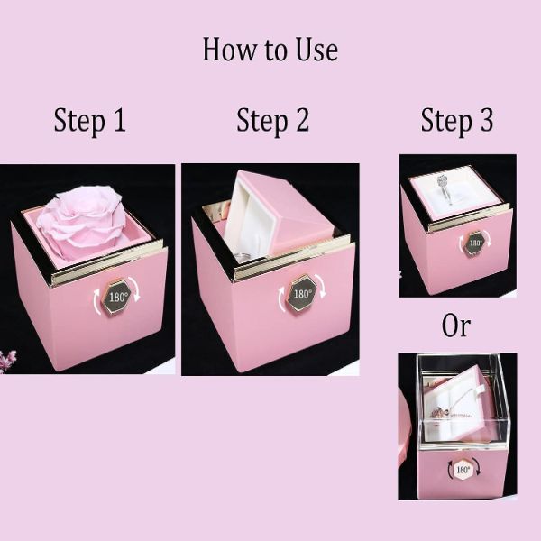 ROSEBOX Rotatable Preserved Rose Jewelry Box