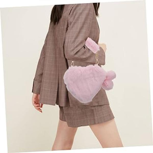 Heart Shaped Faux Fur Plush Bag