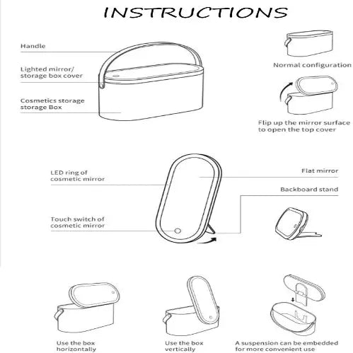 LUMIEREZ Travel Cosmetic Case with Rotatable LED Mirror