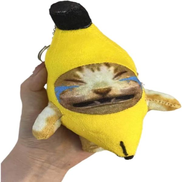 Crying Banana Cat Plush Keychain