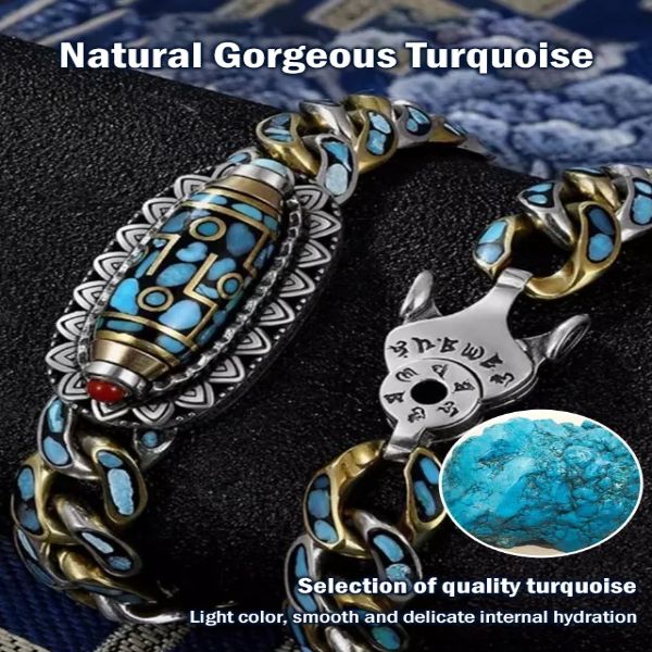 Turquoise Nine Eye Dzi Bead Bracelet