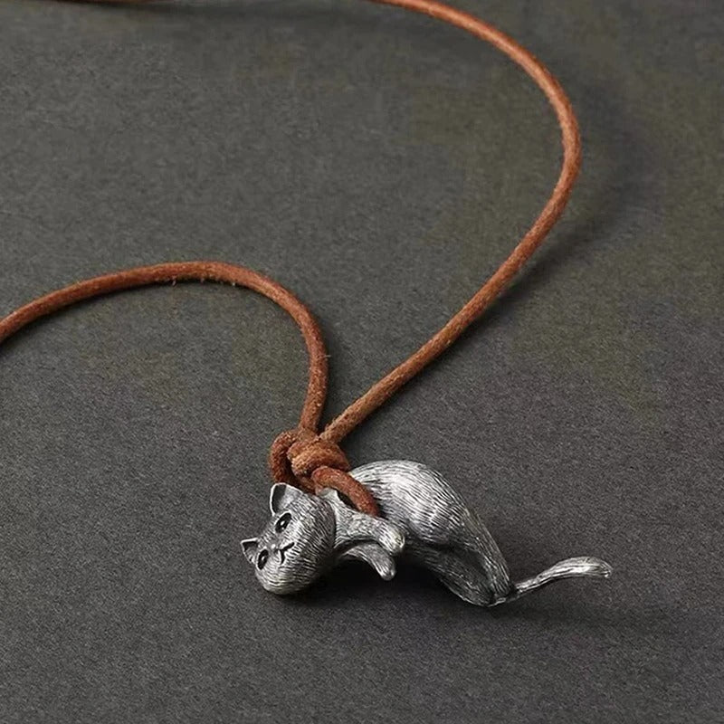 Enchanted Hanging Cat Pendant Necklace