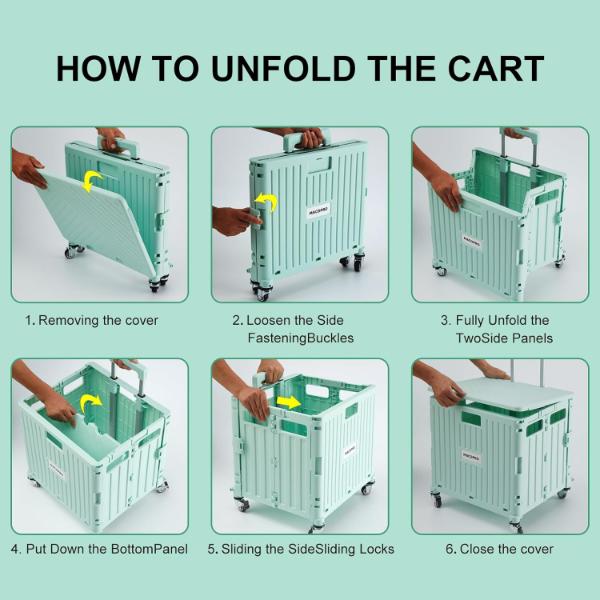 Folding Utility Cart Portable Rolling Crate Handcart Shopping Trolley