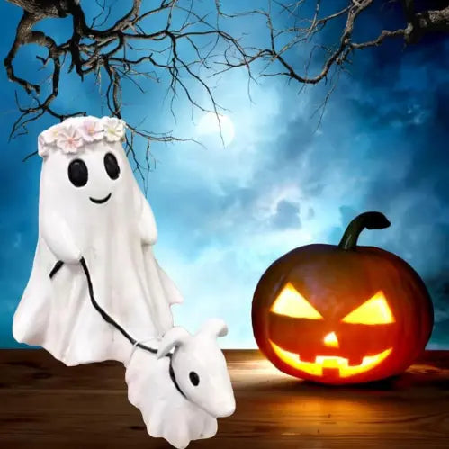 Halloween Ghost Walking Dog & Bonfire Ghost Nightlight