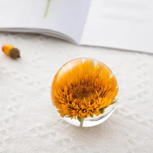 Eternal Sunflower Blooms Crystal Sphere