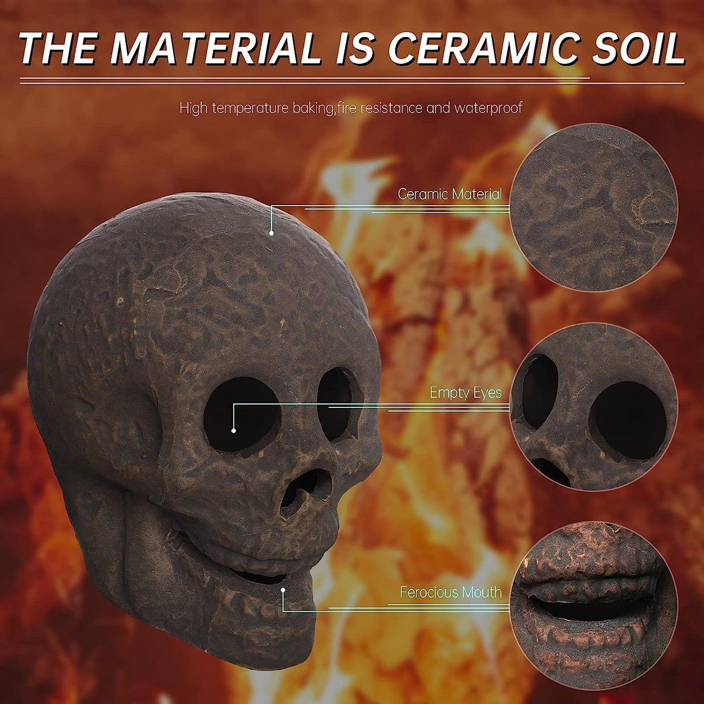 Halloween Ceramic Fire Pit Skull