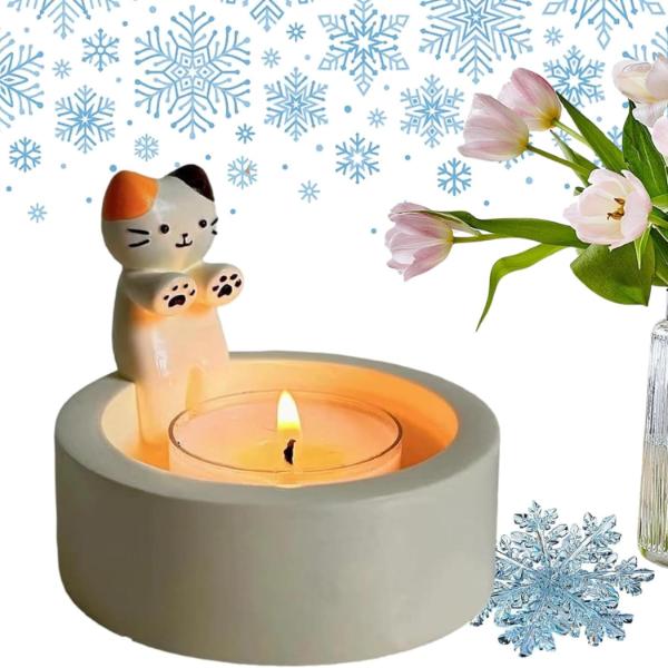 Cartoon Kitty Candle Holder