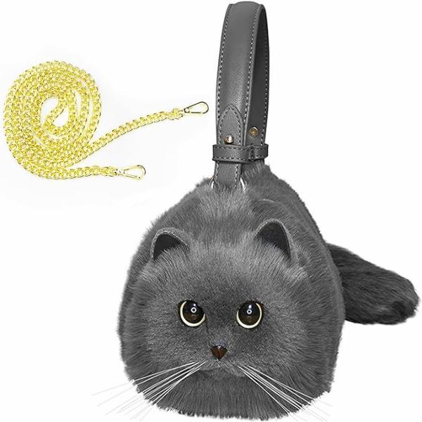 FREE SILVER MEMBER GIFT- LUXURIOUS PLUSH CAT KITTEN SHOULDER HAND BAG