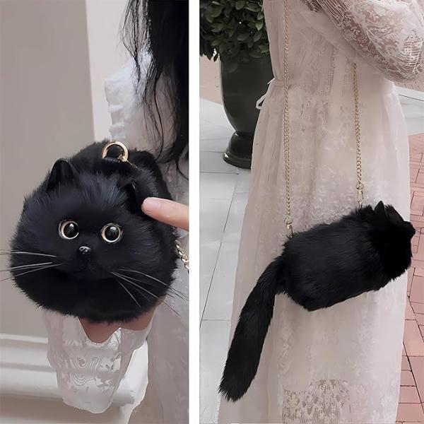 FREE SILVER MEMBER GIFT- LUXURIOUS PLUSH CAT KITTEN SHOULDER HAND BAG