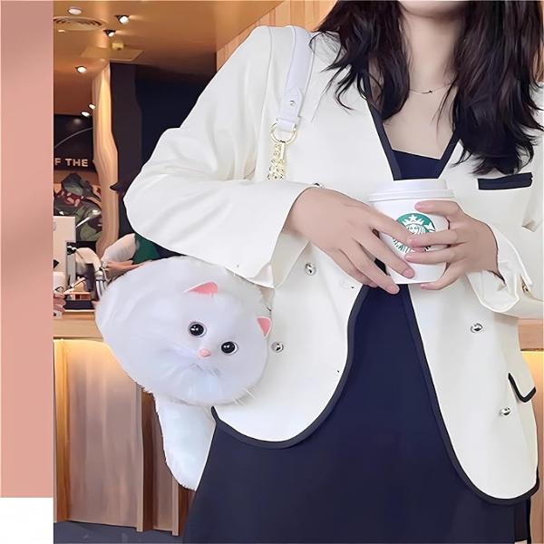 FREE SILVER MEMBER GIFT- LUXURIOUS PLUSH CAT KITTEN SHOULDER HAND BAG