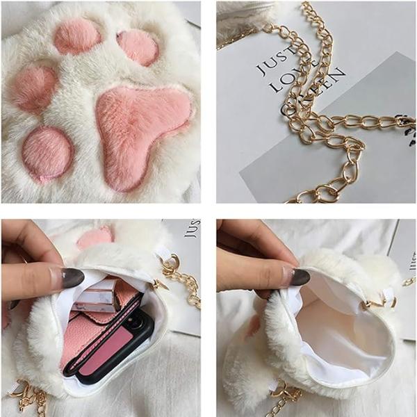 Cute Cat Paw Plush bag