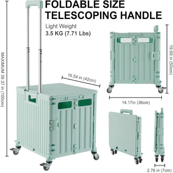 Folding Utility Cart Portable Rolling Crate Handcart Shopping Trolley