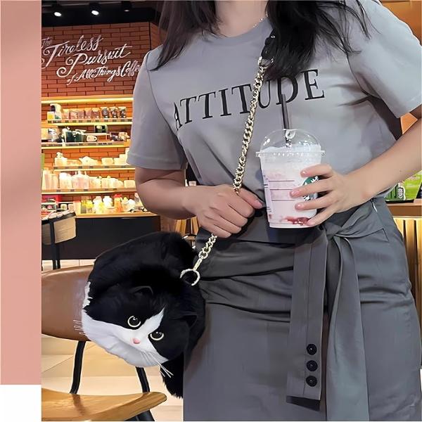 FREE GOLD MEMBER GIFT- LUXURIOUS PLUSH CAT KITTEN SHOULDER HAND BAG