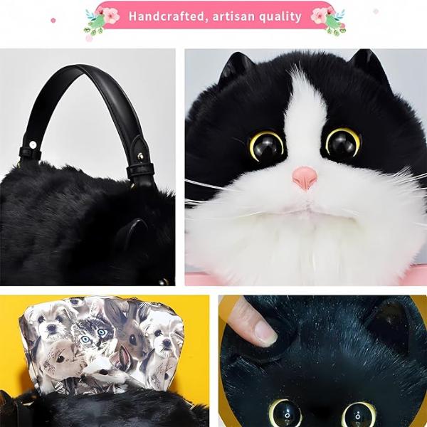 FREE SILVER MEMBER GIFT- LUXURIOUS PLUSH CAT KITTEN SHOULDER HAND BAG