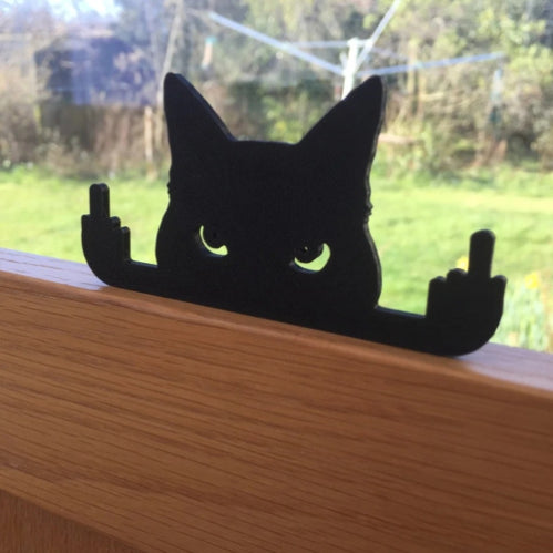 Funny Black Cat Middle Finger Decoration Ornament