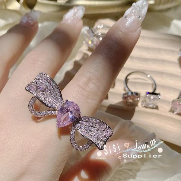 Pink Butterfly Zircon Ring Accessories