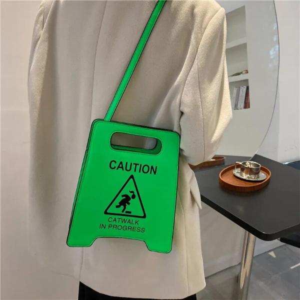 Novelty Caution Sign Tote Handbag