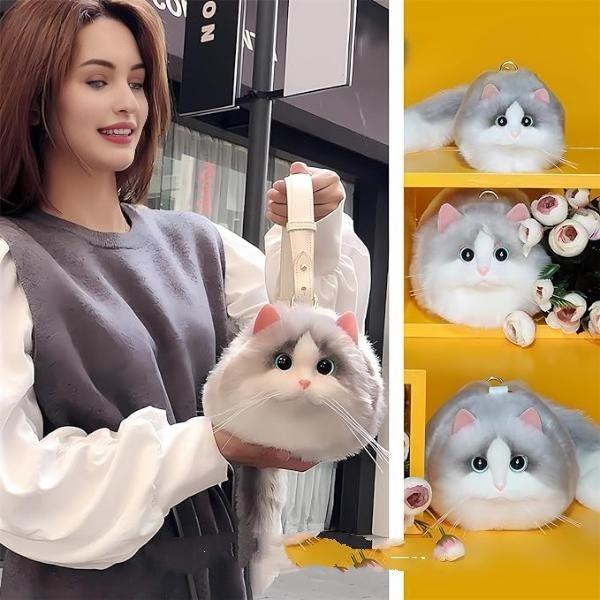 FREE SILVER MEMBER GIFT- LUXURIOUS PLUSH CAT KITTEN SHOULDER HAND BAG