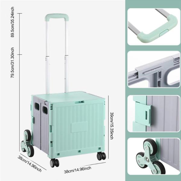 Folding Utility Cart Portable Rolling Crate Handcart Shopping Trolley