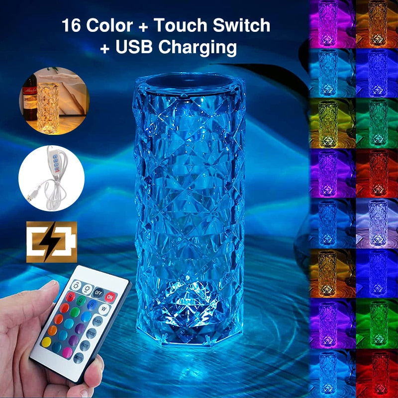 Touch Control Rose Crystal Lamp