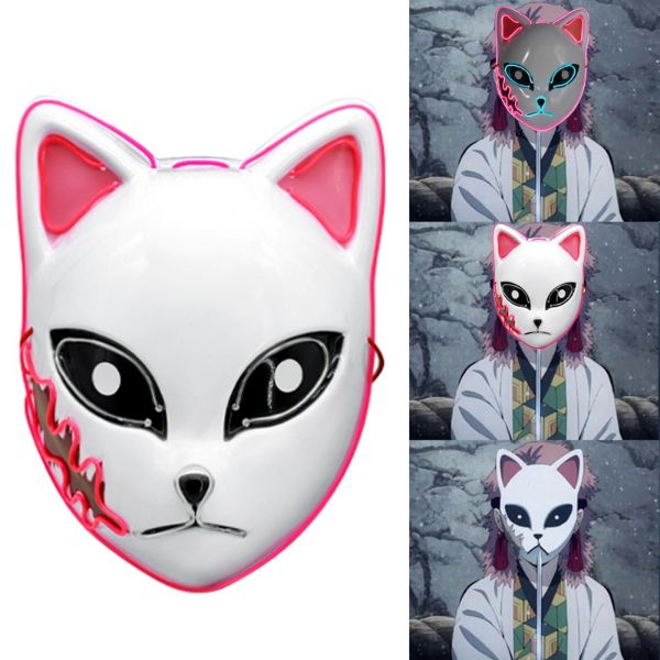 Halloween Demon Slayer Cat Face LED Mask