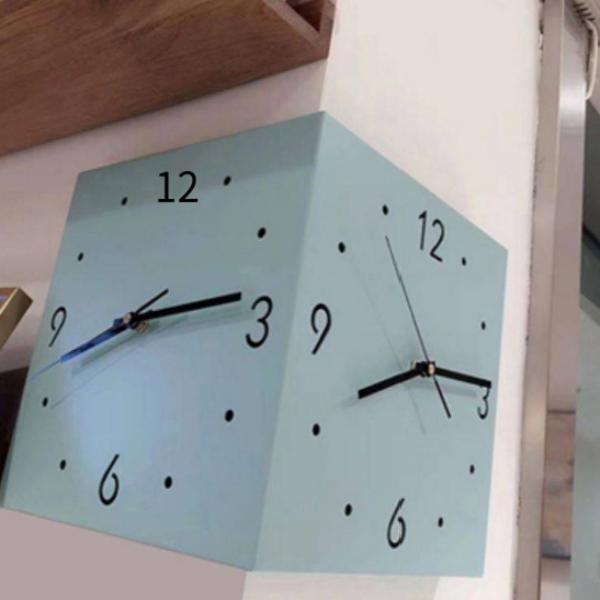 DOUBLE SIDED CORNER WALL CLOCK