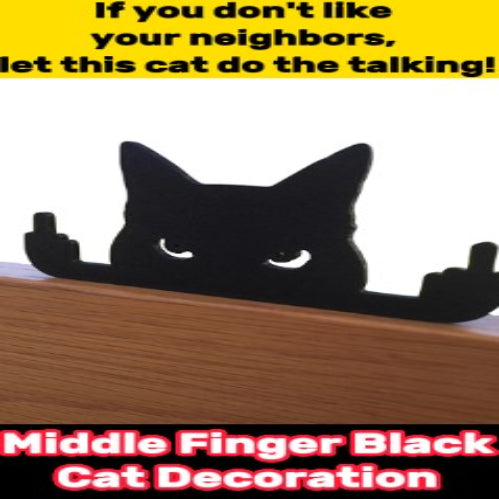 Funny Black Cat Middle Finger Decoration Ornament