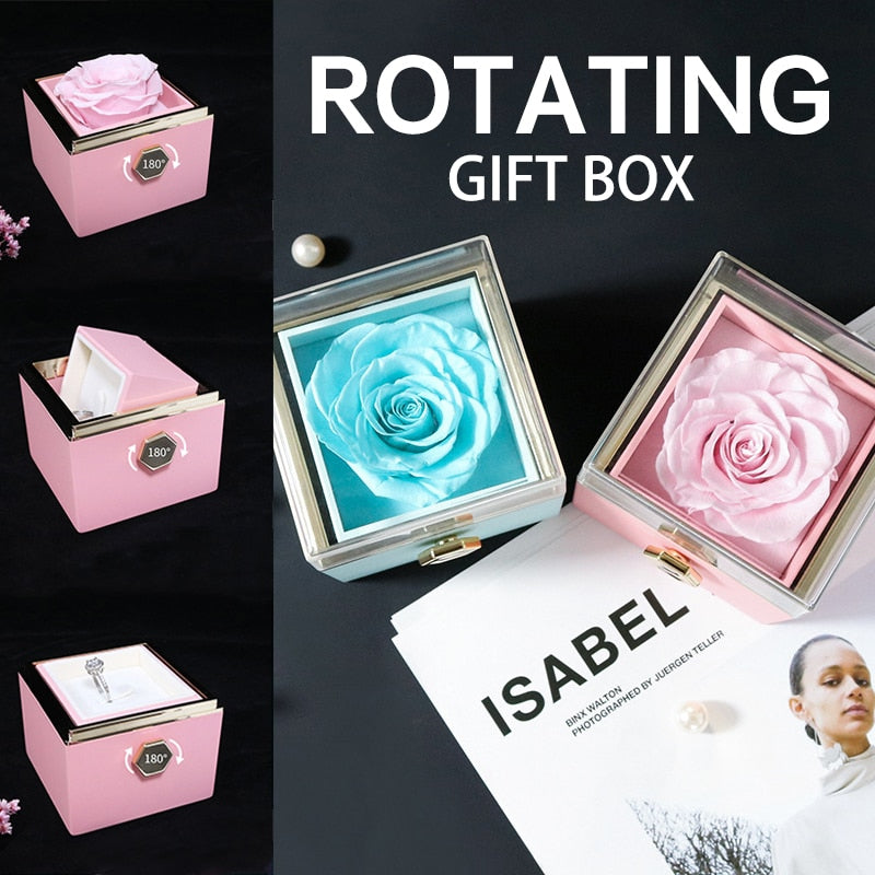 ROSEBOX Rotatable Preserved Rose Jewelry Box