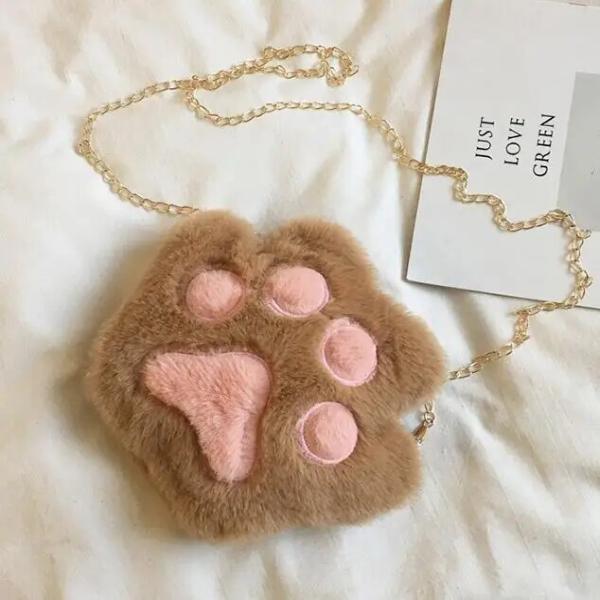 Cute Cat Paw Plush bag