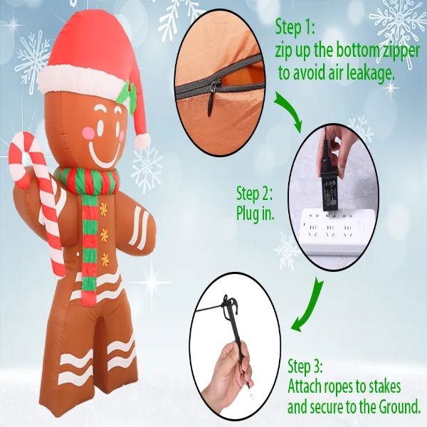 Christmas Inflatable Santa & Gingerbread Man OutDoor Decor )