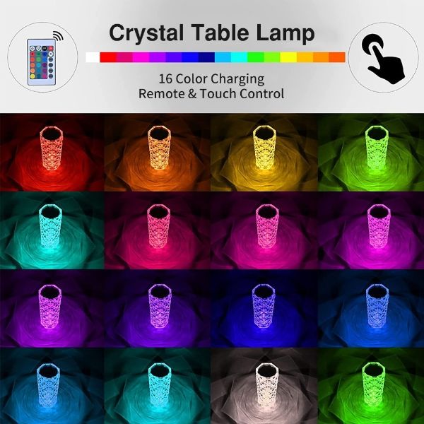 Touch Control Rose Crystal Lamp