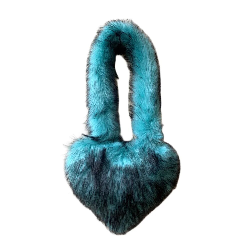 Heart Shaped Faux Fur Plush Bag