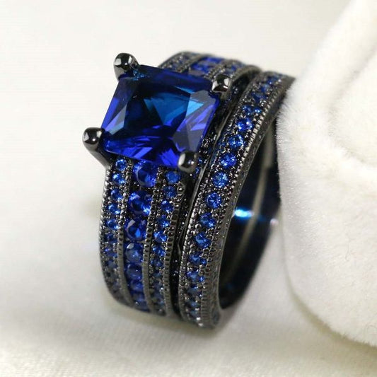 Love Blue Rhinestone Couple's Ring