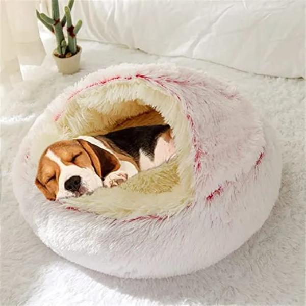 Cozy Plush Dog Cat Cave Bed