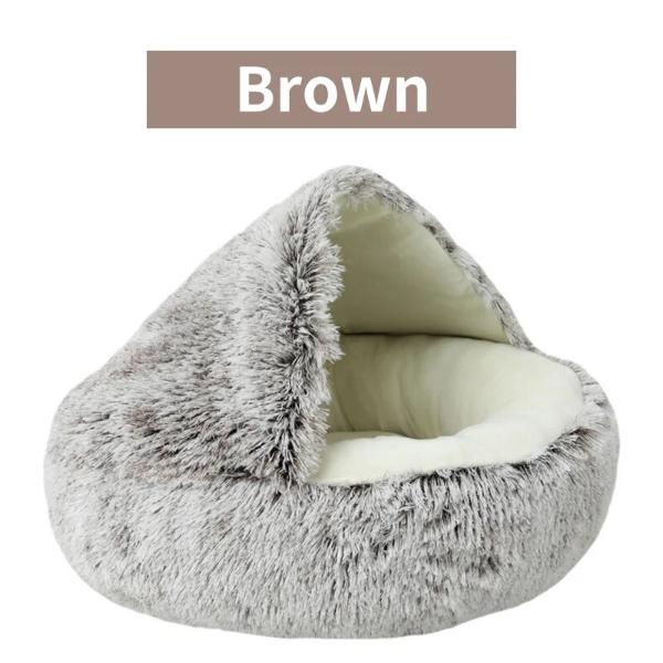 Winter Plush Dog Cat Covered Donut Bed