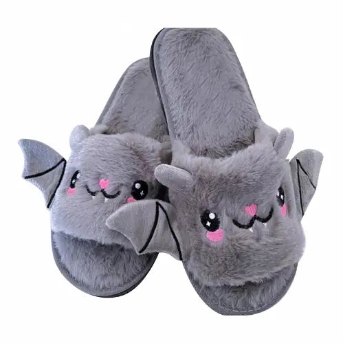 Halloween Spooky Bat Pumpkin Plush Slippers