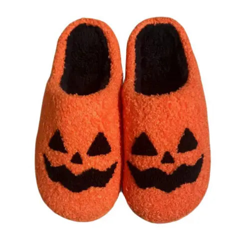 Halloween Spooky Bat Pumpkin Plush Slippers