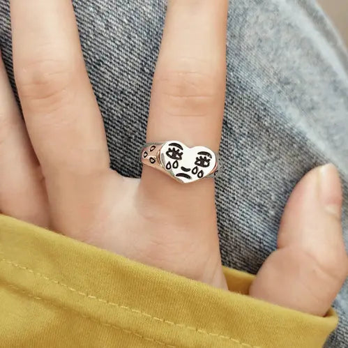 Dianty Women Crying Face Ring & Stackable Face Ring