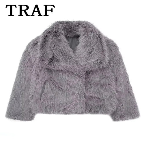 TRAF Luxury Faux Fur Coat