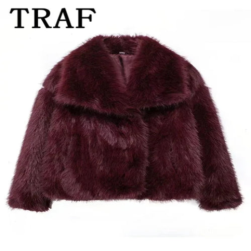 TRAF Luxury Faux Fur Coat